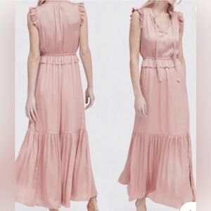 Banana Republic Elegant Pink Ruffle Sleeve Dress